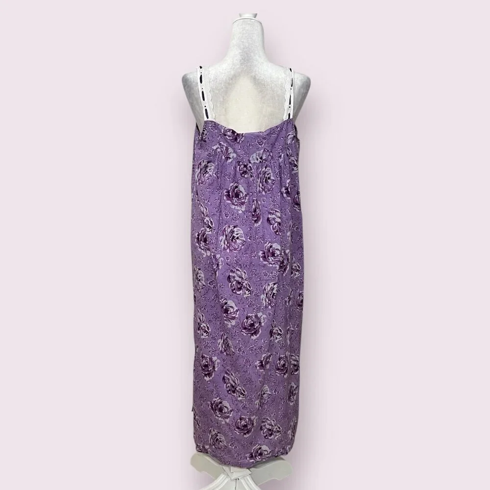 Only Necessities Women's Sleepwear Purple Floral Dress Sleeveless Size 14/16 - Picture 2 of 9